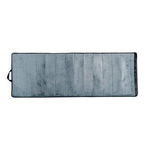 Tapis de yoga pour femmes, tapis de fitness pliable gris de 1 cm d'épaisseur avec motif rayé pour utilisation à domicile ou en salle de sport - Product Image 4
