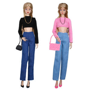 Set boneka anak perempuan 30cm modis, atasan, Jeans, sepatu, koleksi mainan Mini - Product Image 4