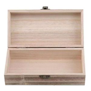 Paulownia Wood Storage <b>Box</b> Rectangle <b>Lockable</b> Desktop Jewelry Organizer Natural Wood Color Rustic Style - Product Image 4