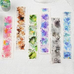1 Rollo de Cinta Adhesiva Luminosa Serie Blur, Collage Vintage, Degradado de Acuarela, Base Suave - Product Image 3