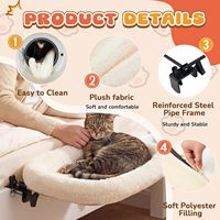 Lit de bureau pour chat en bois souple avec motif imprimé, hauteur réglable, hamac pour usage intérieur