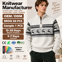 Pull en maille texturée à col zippé pour homme, avec blocs de couleur, en maille douce, idéal pour la chaleur quotidienne automne-hiver