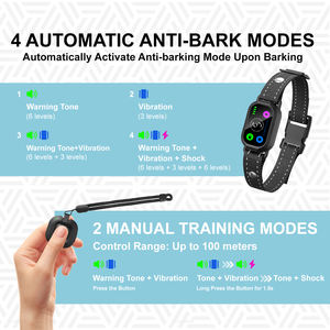 Collier anti-aboiement intelligent <span class=keywords><strong>2</strong></span> en <span class=keywords><strong>1</strong></span> pour chien, avec télécommande, détecteur automatique d'aboiement, arrêt des aboiements excessifs, rechargeable, étanche, intérieur/extérieur - Product Image 5