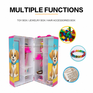 JYB Cute Puppy Printed Rectangular Metal Doll <strong>Wardrobe</strong> Tin Box Lockable Portable Storage Case for Doll Clothes Accessories - Product Image 6