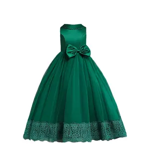 Champagne baumwolle bestickt kinder mädchen kleid für festival bankett rundhals multi-layered mädchen party kleider 3-12 jahre alt kne