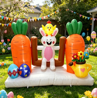 Décoration de jardin gonflable lumineuse de 8 pieds, marque Norco, motif lapin de dessin animé sur balançoire, avec carottes, œufs et lumières LED, pour fêtes en extérieur/intérieur