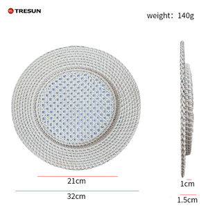 Handmade Rattan Charger Plate for Wedding Tabletop Floral Pattern <b>Wall</b> Hanging <b>Decor</b> Natural <b>Wicker</b> Home Decorative Decorations - Product Image 5
