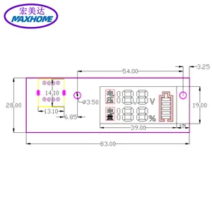 3S-7S 12-24V indicatore di capacità Tester LCD voltmetro digitale con USB