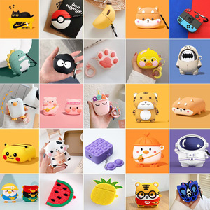 Dessin animé mignon image <span class=keywords><strong>Air</strong></span> Pods Pro étuis couverture avec crochet <span class=keywords><strong>porte</strong></span>-clés pour Airpods étuis couverture protéger transport étui pour écouteurs - Product Image 2