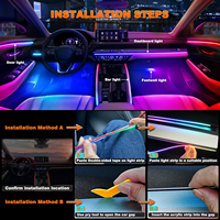 Kit d'éclairage d'ambiance intérieur de voiture RGB Dream Color avec contrôle par application, bande LED dynamique à flux continu pour la décoration du tableau de bord