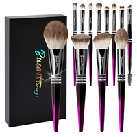 Daily Queen & Mor-phe 16 pièces Pinceaux de maquillage Nano à manche dégradé noir et rouge, sensation luxueuse, avec logo personnalisé