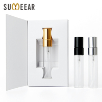 SUMEEAR Flacon pulvérisateur de parfum rond en verre plat de 5 ml avec capuchon pulvérisateur, flacon testeur de parfum rechargeable avec boîte cadeau