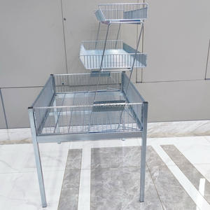 Table de promotion en zinc portable à la mode Poubelle promotionnelle en fil métallique Étagère centrale pliable de style moderne Capacité de 30kg pour magasin - Product Image 4