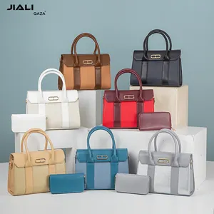 QAZA批发高品质女士奢华设计师二合一手袋2024新款PU皮革女士休闲手提袋带零钱包