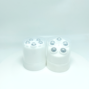 PP Plastic Screw Cap <b>Bottle</b> Closure <b>with</b> Easy Open for Cosmetic Packaging Reusable White <b>with</b> Transparent <b>Top</b> and Silver Beads - Product Image 2