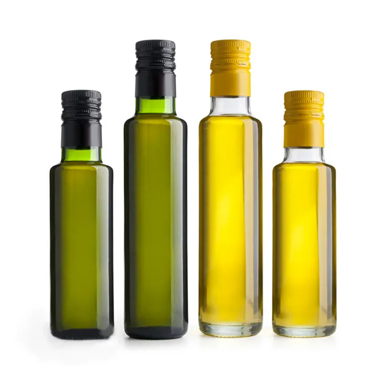50Ml 500Ml 750Ml 1000Ml 1 litre bouteille d'huile vide bouteilles d'huile d'olive en verre vert avec couvercle