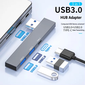 Jumon <b>USB</b> <b>Hub</b> 3 Port <b>USB</b> 3.0 Adapter 4 IN 1 Portable Mini Docking Stations Ultra-Slim 5Gbps/480Mbps High Speed Multi <b>USB</b>-C - Product Image 1