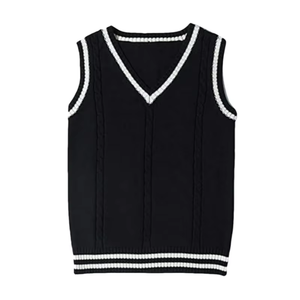 سترة صوف نسائية مخصصة برقبة على شكل V بالجملة بسعر المصنع، سترة محبوكة ناعمة لملابس الجامعات والكليات والمدارس - Product Image 3