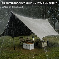 Bâche hexagonale 440 cm avec revêtement occultant, Oxford 210D, imperméable, protection UV, ouverture rapide automatique, grande tente de camping quatre saisons