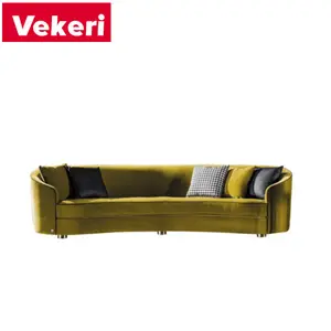 Sofá moderno de lujo para sala de estar, color verde oliva, círculo lateral curvado, informal