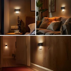 Veilleuse à détecteur de mouvement PIR, à brancher, noire, 3000K, à intensité variable, pour escaliers, couloir, salle de bain - Product Image 4