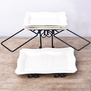 Assiettes en céramique à trois étages, à bord ondulé, en fer forgé, pour fruits et pâtisseries, vente en gros d'usine, personnalisables, très demandées - Product Image 3