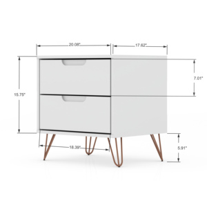Comodino bianco con due cassetti e gambe in metallo per riporre oggetti in camera da letto - Product Image 3