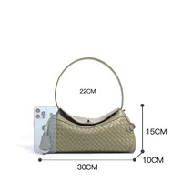 Sac à bandoulière en cuir véritable tissé personnalisé avec logo, sac à main de luxe en cuir de vachette pleine fleur avec fermoir tournant, vente en gros pour femmes