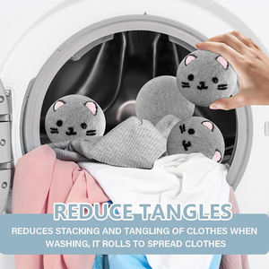 Lot <span class=keywords><strong>de</strong></span> 6 boules <span class=keywords><strong>de</strong></span> séchage <span class=keywords><strong>de</strong></span> laine XL en forme <span class=keywords><strong>de</strong></span> chat mignon faites à la main boules <span class=keywords><strong>de</strong></span> séchage <span class=keywords><strong>de</strong></span> laine réutilisables pour le linge - Product Image 2