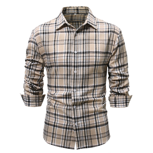 Camicie da uomo di fascia alta personalizzabili in tessuto senza rughe con filo semplice tinto e camicia personalizzabile con bottoni - Product Image 1
