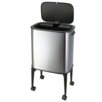 Poubelle de cuisine moderne sur pied avec grand seau de rangement rectangulaire en métal avec capteur et roues