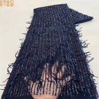 5 yards de tissu de dentelle africaine de luxe à sequins pour marié, tissu de dentelle perlée française nigériane de haute qualité 2026 pour robe de mariée