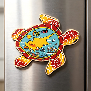 Aimant de réfrigérateur en bois avec carte de Chypre et tortue marine, souvenir d'île méditerranéenne, décoration marine pour réfrigérateur, cadeau souvenir de <span class=keywords><strong>vacances</strong></span> - Product Image 5