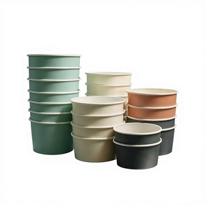 Disposable Food Grade Waterproof Greaseproof Leakproof Rectangle Craft <b>Paper</b> Bowl Lid Salad Sandwich Sushi Takeaway Customizable - Product Image 1