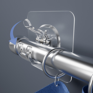 Support mural adhésif transparent personnalisé pour <span class=keywords><strong>tringle</strong></span> de <span class=keywords><strong>rideau</strong></span> de douche en plastique - Product Image 3