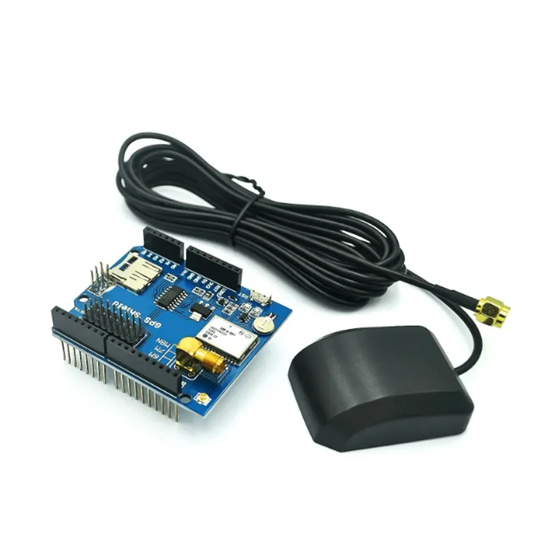 GPS Shield บอร์ดขยาย GPS โมดูล GPS พร้อมการ์ดสล็อต SD พร้อมเสาอากาศสำหรับ Arduino UNO R3