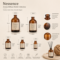 Bouteille diffuseur de parfum vintage en verre ambré, conteneur diffuseur de luxe avec logo personnalisé pour la vente en gros aux marques