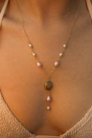 Collier Y en perles d'eau douce baroques élégantes et personnalisées à faible MOQ, plaqué or, pour mariage, idéal pour marque privée