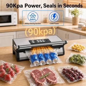 Machine d'emballage <span class=keywords><strong>sous</strong></span> <span class=keywords><strong>vide</strong></span> en gros 90Kpa, Scelleuse alimentaire 130W à double pompe pour cuisine domestique, petite scelleuse <span class=keywords><strong>sous</strong></span> <span class=keywords><strong>vide</strong></span> - Product Image 6