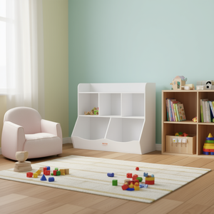 Meuble de rangement pour jouets Vevor blanc à 5 compartiments, bibliothèque en bois pour salle de jeux, meubles pour enfants - Product Image 2