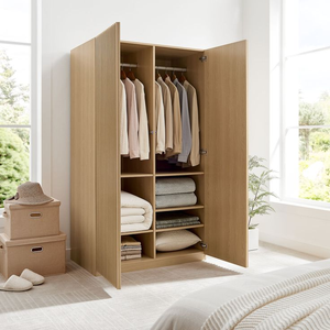 Armario Moderno Premium Ajustable con Acabado en Chapa de Roble Blanco, Gran Capacidad, para <span class=keywords><strong>Dormitorio</strong></span>, Villa, Apartamento, Sala de Estar - Product Image 3