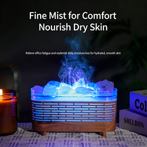 Difusor de Aroma de Sal del Himalaya OEM, Máquina de Fragancia con Aceite Esencial, Difusor de Aroma con Efecto de Llama de Fogata, Humidificador Ultrasónico de Vapor Frío - Product Image 6