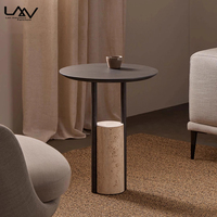 Style nordique salon canapé luxe Table d'appoint ronde hôtel chambre cadre en bois marbre Base coin Table meubles