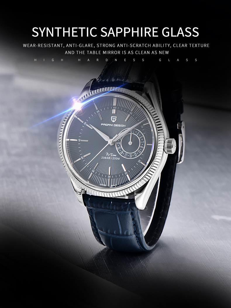 PAGANI DESIGN Top Brand Men Quartz Wristwatches Fashion Sapphire Glass Business Watches Waterproof Genuine Leather Watches