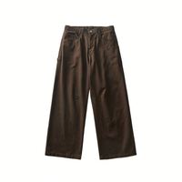 Pantalon décontracté homme printemps-été 2025 en sergé de coton respirant et doux au toucher, coupe ample, jambe droite, taille élastique, style urbain streetwear