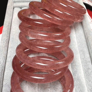 Good Luck Natural Gem Stone Strawberry Pink Jade Bangle braccialetti in cristallo di <span class=keywords><strong>quarzo</strong></span> <span class=keywords><strong>rosa</strong></span> per le donne - Product Image 6