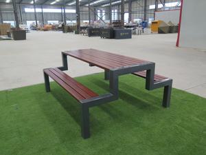 फैक्टरी आउटडोर लकड़ी की मेज बेंच सेट बाहर सार्वजनिक आँगन पार्क पिकनिक टेबल - Product Image 5