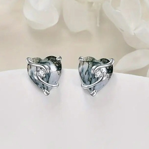 Orecchini a perno con motivo a inchiostro a forma di cuore per donna, accessori per le orecchie per l'ufficio e l'uso quotidiano - Product Image 6