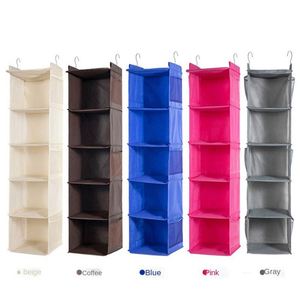 Sac de rangement suspendu multicouche pour armoire avec crochet métallique non tissé, organisateur de vêtements pliable, sacs de rangement lavables en promotion - Product Image 4