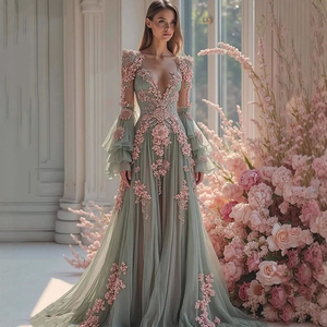 Женское вечернее платье с длинным рукавом - Product Image 1